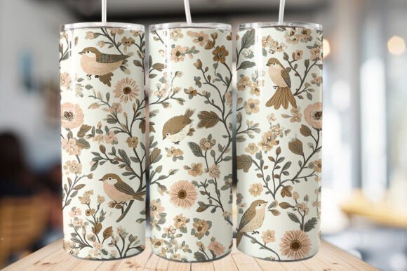 Download Vintage Bird &amp; Flowers Tumbler Wrap - Premium Resources