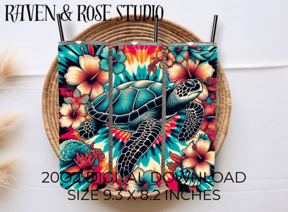 Download Tie-Dye Sea Turtle Tumbler Wrap PNG - Sea turtle tumbler Collection