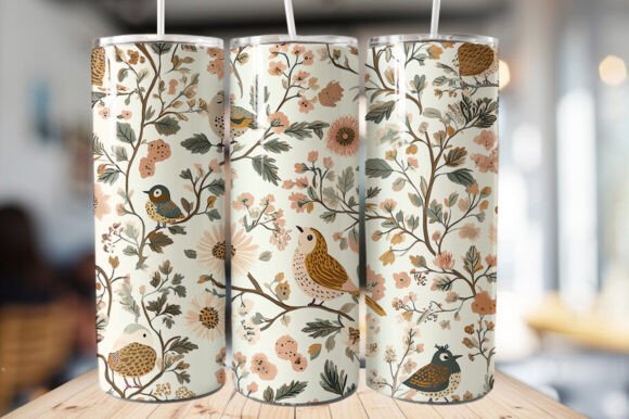 Download Vintage Bird &amp; Flowers Tumbler Wrap - Premium Resources