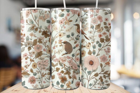 Download Vintage Bird &amp; Flowers Tumbler Wrap - Premium Resources