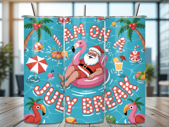 Download Santa on July Break Pool Tumbler Wrap - Pool tumbler Collection