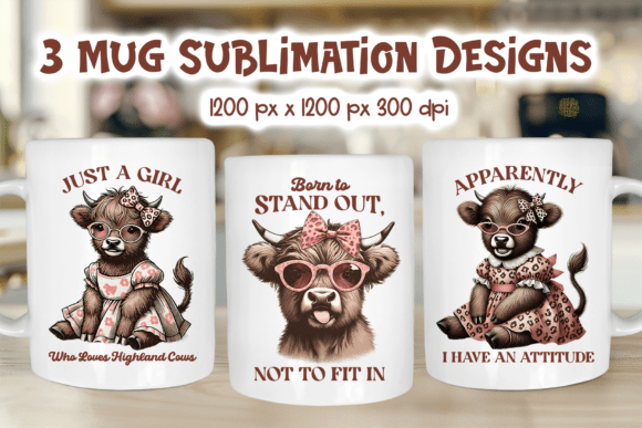 Download Funny Highland Cow Mug Wrap Sublimation - Funny highland cow Collection