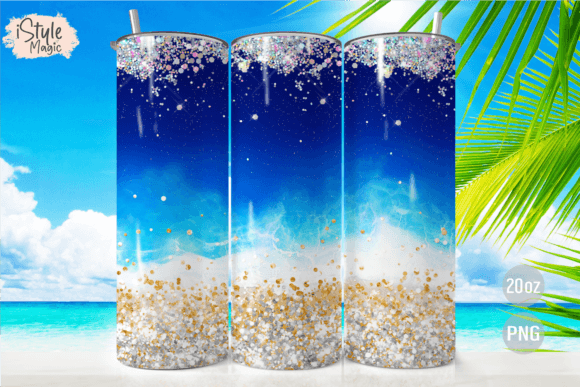 Download Beach Ocean Glitter 20oz Tumbler Wrap - Premium Resources