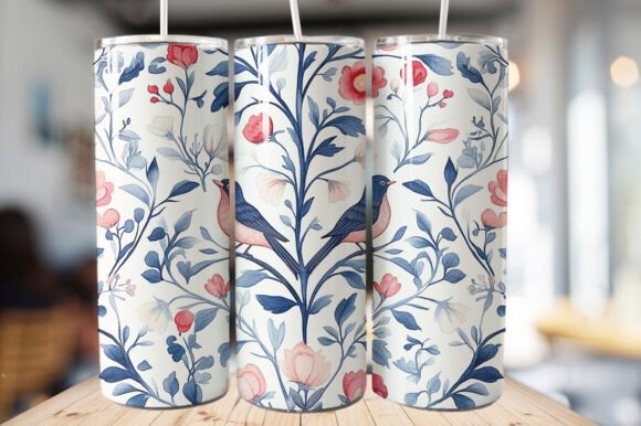 Download Vintage Bird &amp; Flowers Tumbler Wrap - Premium Resources
